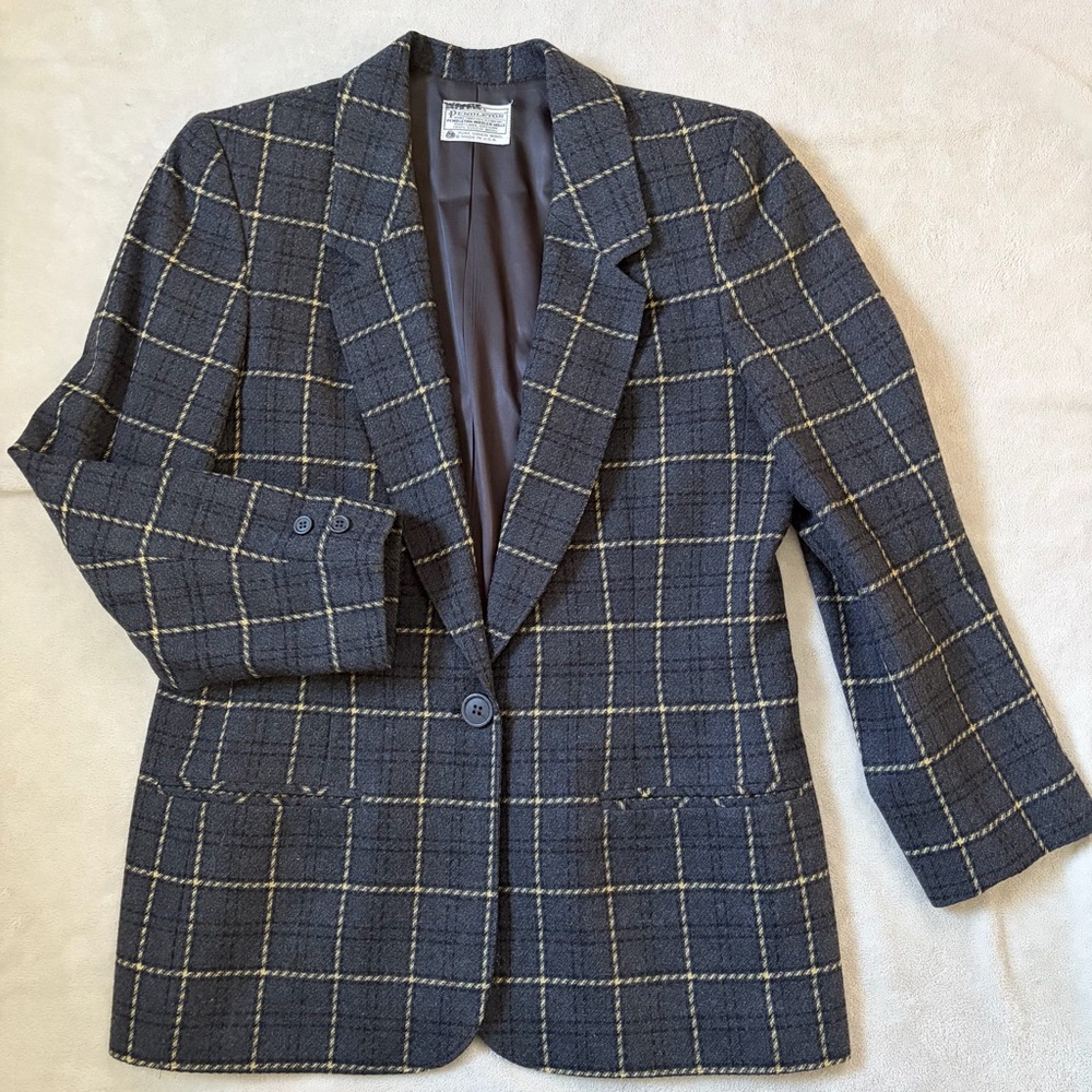 Vintage Pendleton Wool Plaid Blazer Jacket - Picture 14 of 14